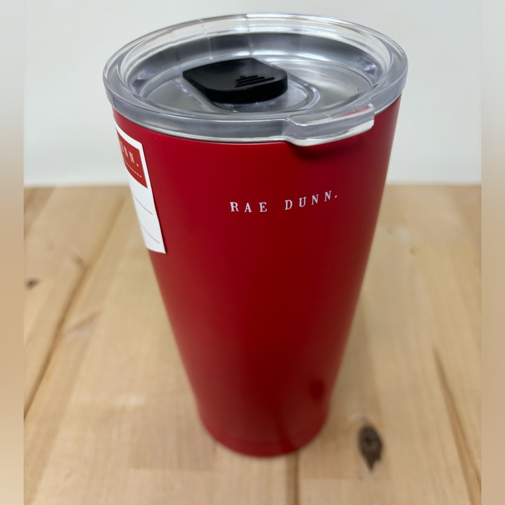 Rae Dunn MERRY CHRISTMAS Tumbler Red Stainless Steel Slide Lock Top New - Picture 2 of 4